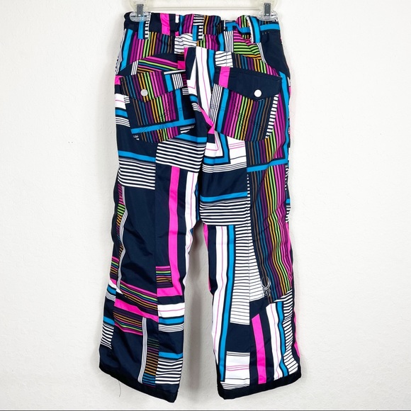 Spyder geometric bright colors ski pants size 12 - Picture 10 of 11